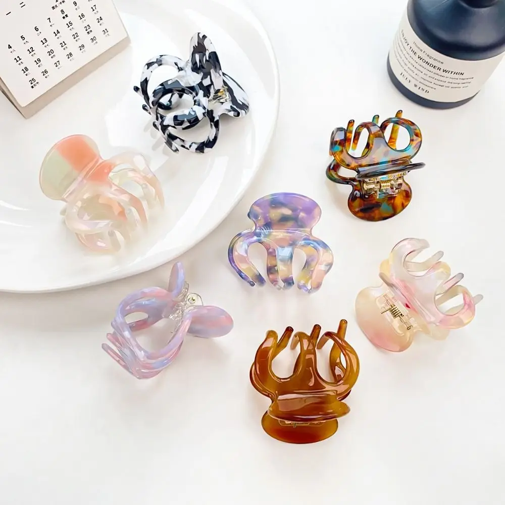 Acetate Pumpkin Grab Clip Small Hollow Out High Ponytail Fixed Artifact Hairpin Hair Clips Shark Clip Retro Mini Hair Claw Girls
