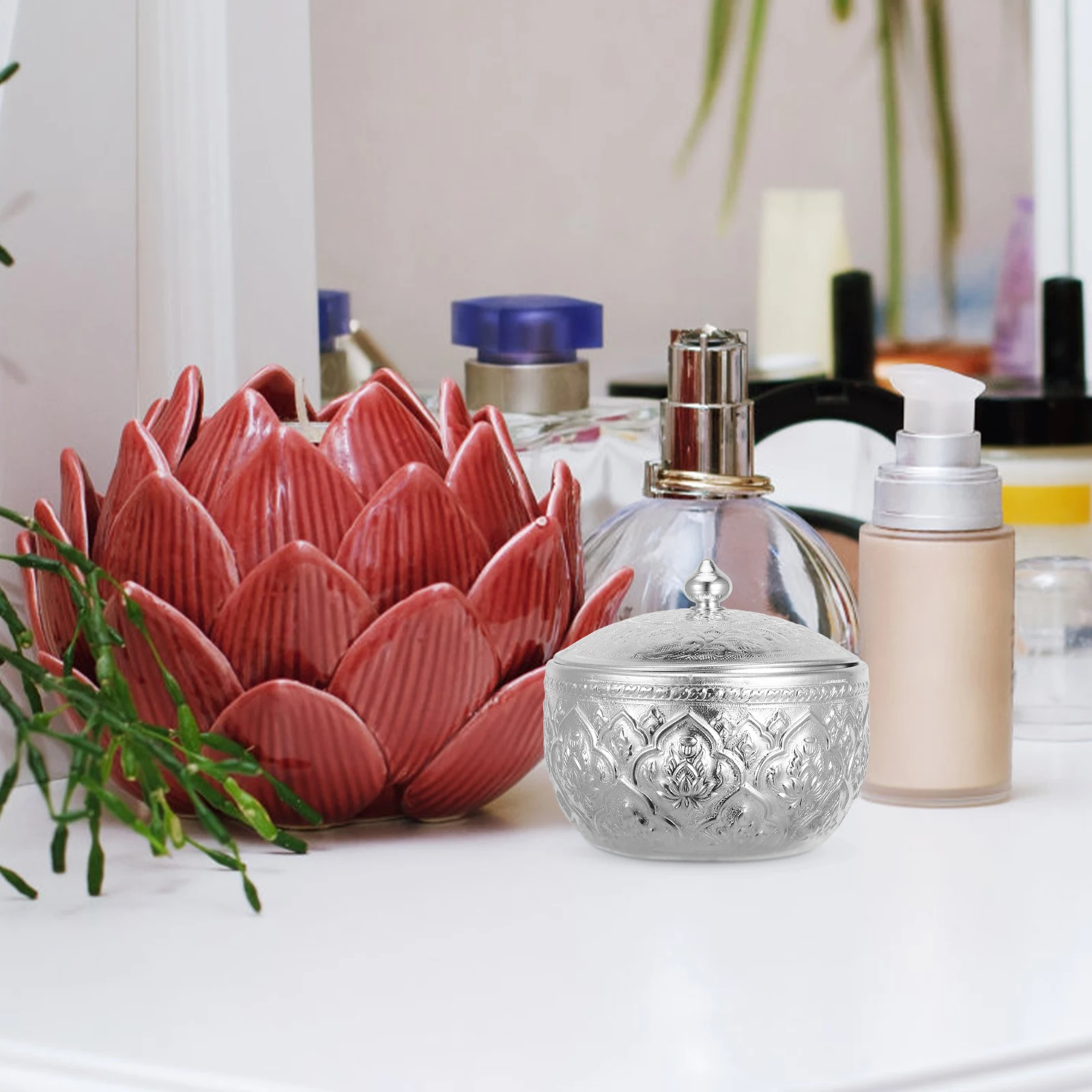 

1Pcs Enamel Storage Jar Delicate Carved Design for Small Decors Gifts Fruits Household Items Indoor Protection