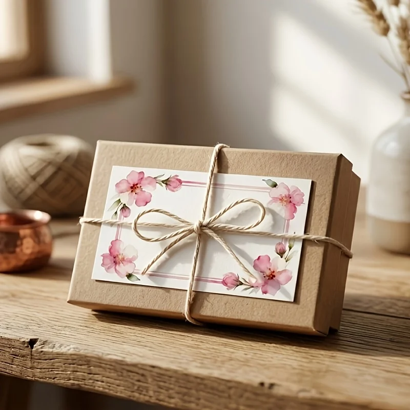 60pcs Watercolor Flower Blank Cards, Message Greeting Handwritten Cards, Wedding Notes, Message Mailing, Gift Label Supplies