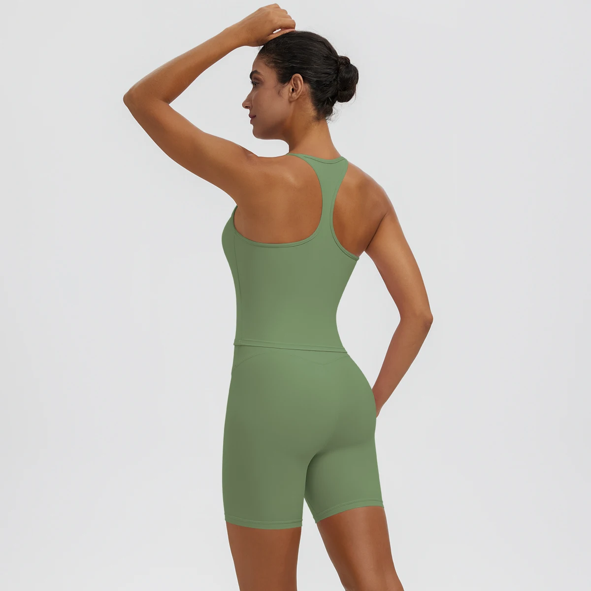 Rooftrellen 2-teiliges sexy einfarbiges Yoga-Set für Frauen, mit schönem Rücken und I-förmiger Weste, Fitness-Lauf-Yoga-Shorts-Set für Damen – Detail 36