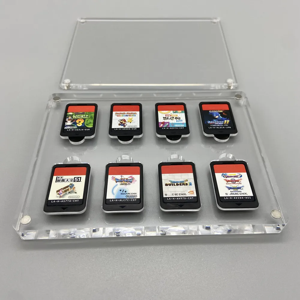 Yüksek şeffaflık akrilik manyetik emme kapak oyunları Nintendo anahtarı için saklama kutusu sert kabuk kartuş vaka