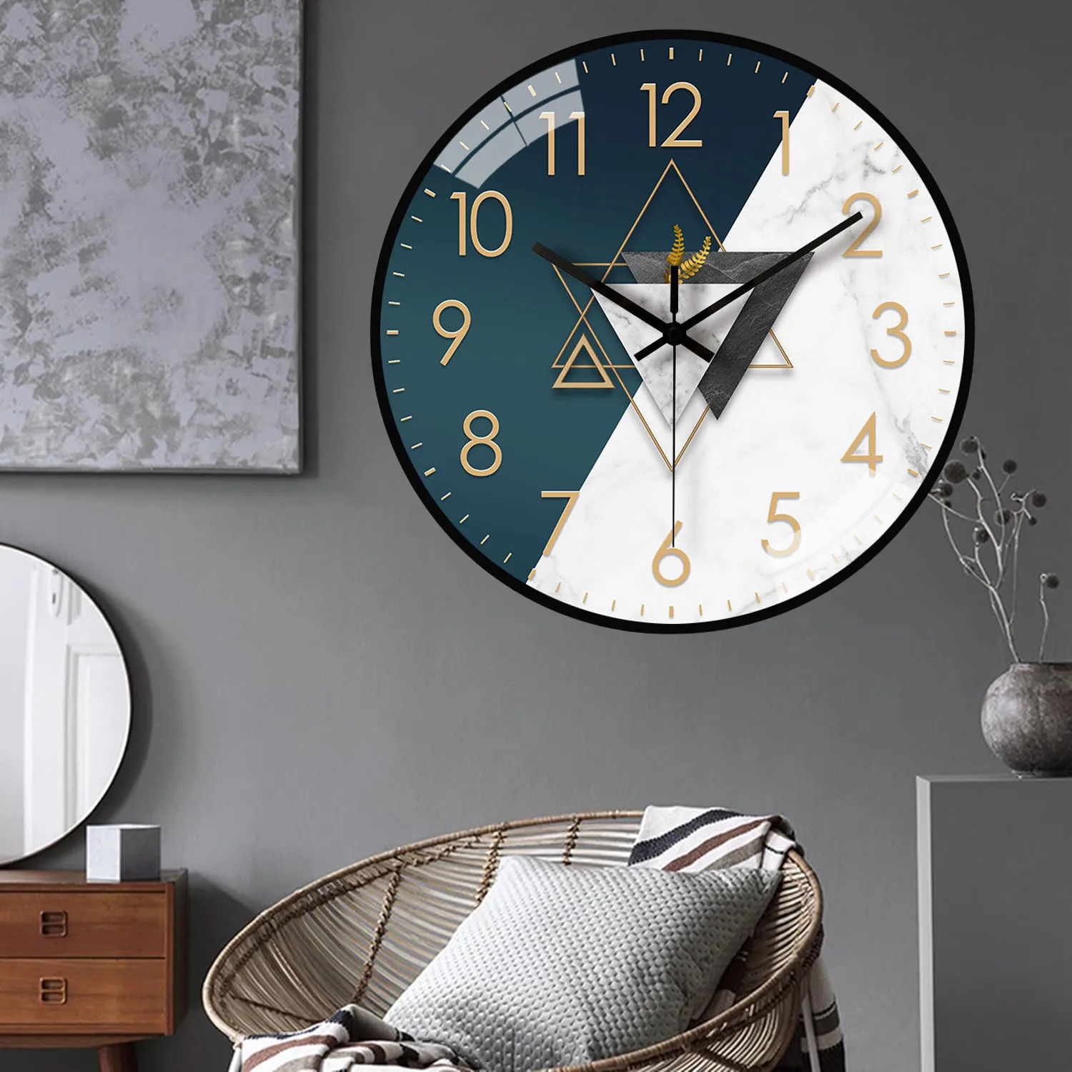 8 Inch Wall Clock Large Vintage Round Decoration Home Bedroom Retro Time Kitchen Nordic Wall Clock Non-Ticking Clock