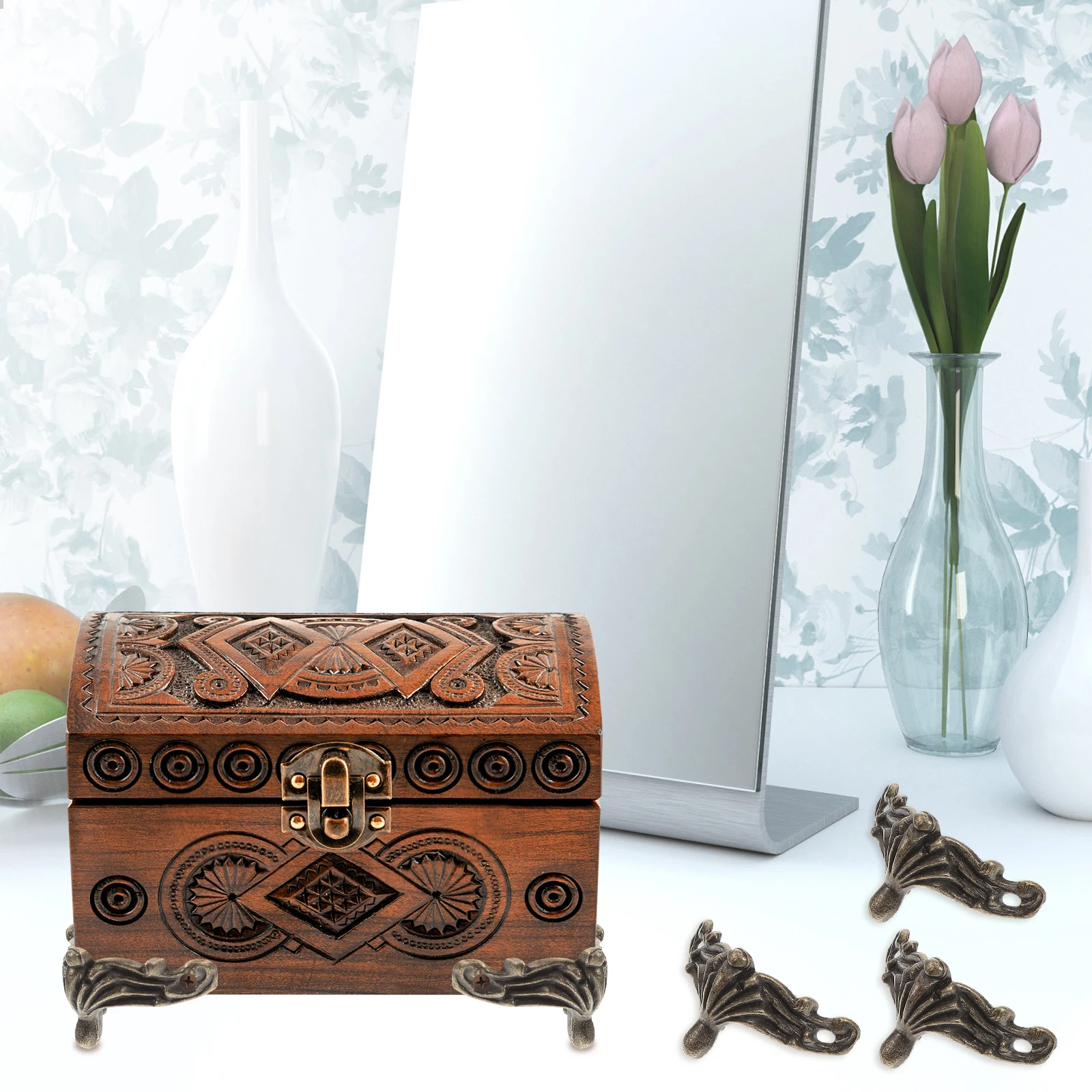 

25 Pcs Jewelry Box Foot Seat Support Feet for Boxes Case Zinc Alloy Cabinet Leg Expanlarge