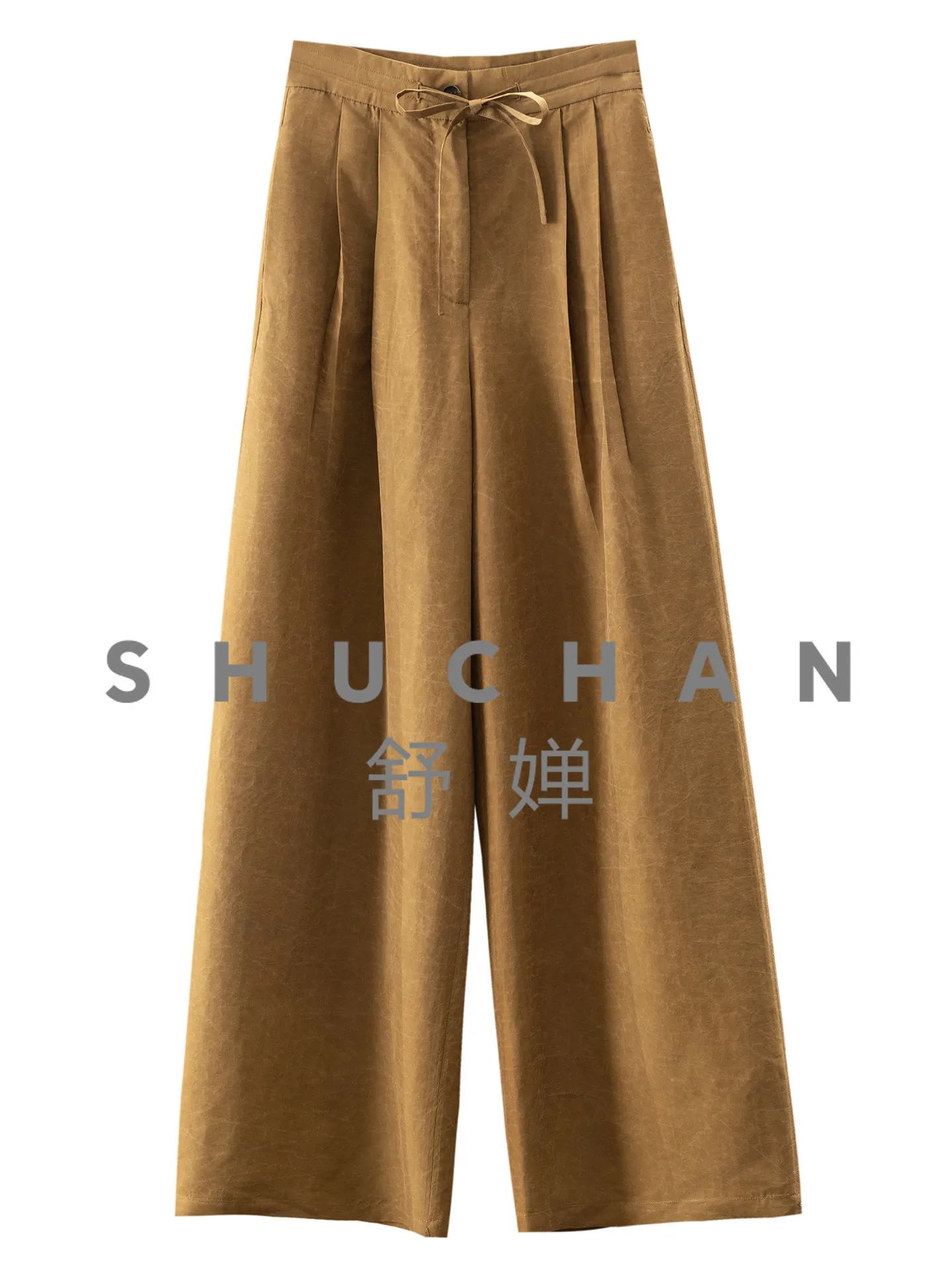 

High Luxury Aura, Heavy 100% Natural Silk Fragrant Cloud Yarn Turtle Crack Straight Wide-leg Pants Women's 43J7