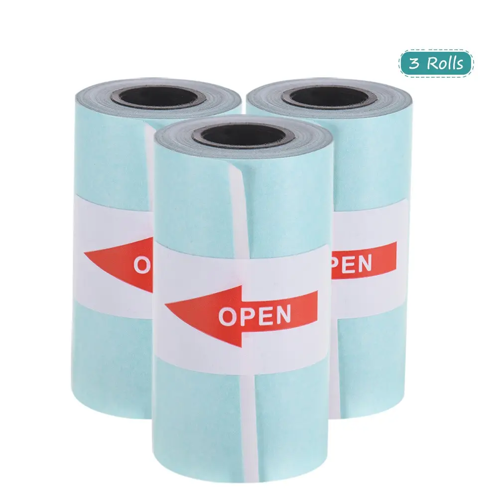 3 Roll Printable Sticker Paper Roll Direct Thermal Paper with Self-adhesive 57*30mm for PeriPage A6 Pocket Thermal Printer