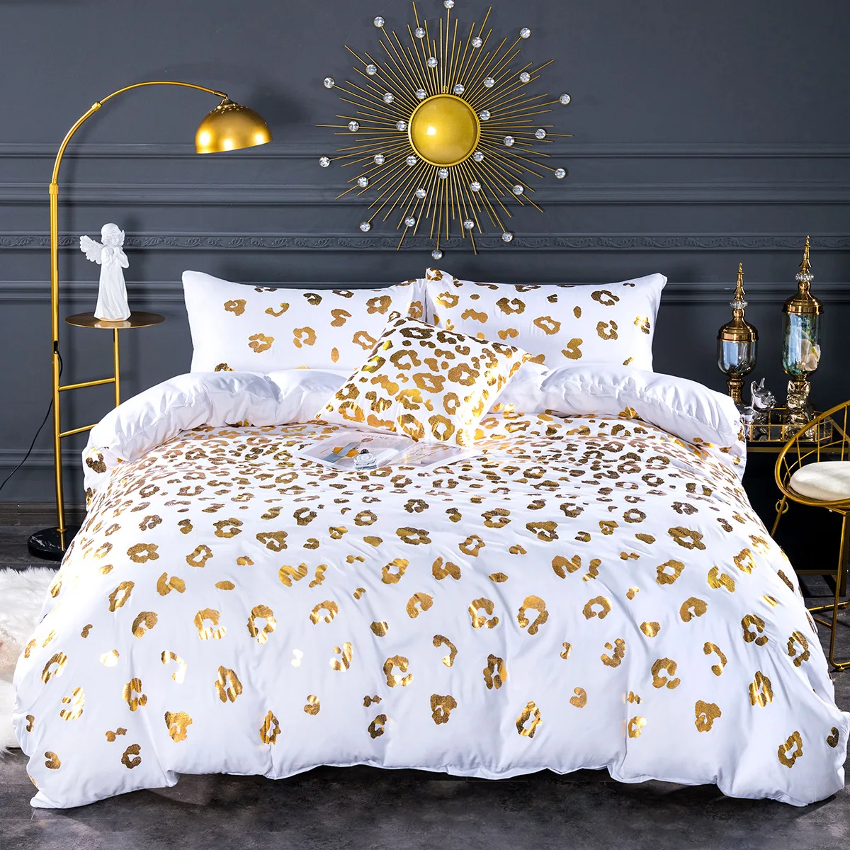 

Animal Leopard Duvet Cover Cheetah Print Bedding Set Cotton Soft Quilt Cover Gold Comforter Cover Duvet Cover Pillowcases