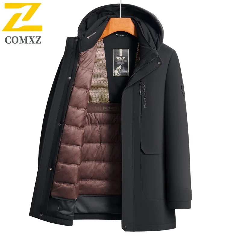 

High End White Duck Down Jacket Brand Luxury Business Office Outdoor Golf Parker Coat 2025 Banquet Winter Jacket Men's Clothing