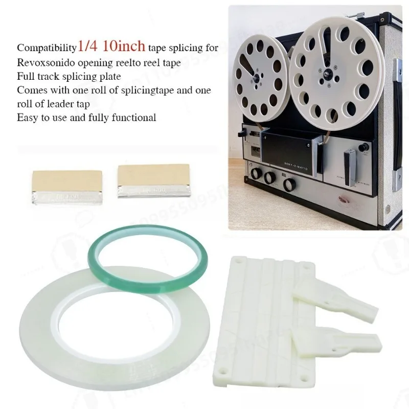 New 1/4 Inch Tape Splicer Kit Audio Tape Splicing Block Connecting Guide Rail Replacement Parts for Reel To Reel Tape Recorder