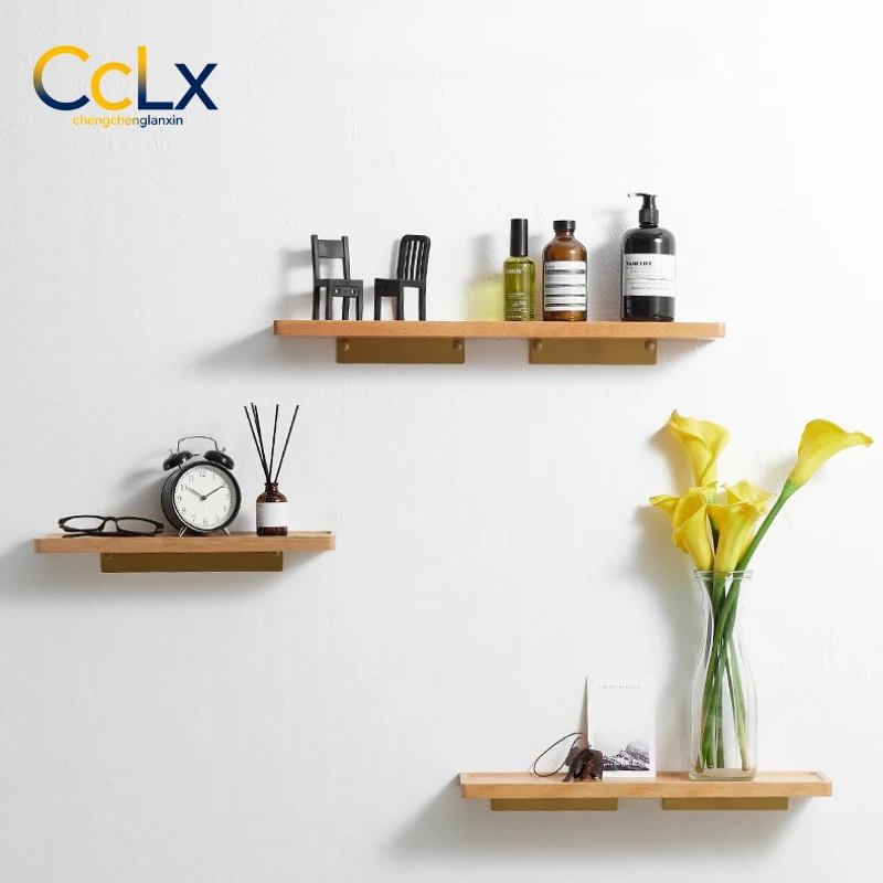 Simple design home improvement solid wood one-character rack/tray, screw punching installation,suitable for living room/bathroom