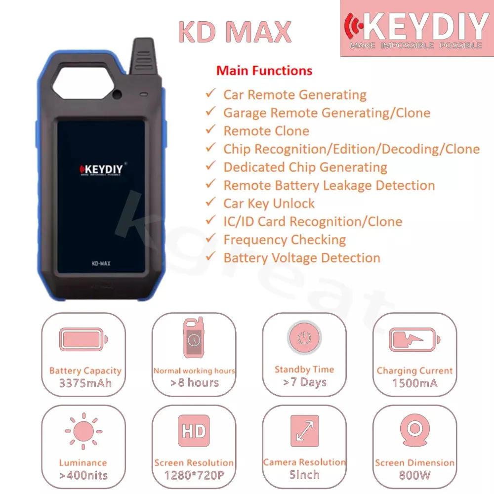 KEYDIY KDMAX Car Key Programmer Auto Remote Generator / Chip Reader / Frequency Tester Mutil-functional Smart Device + Chip