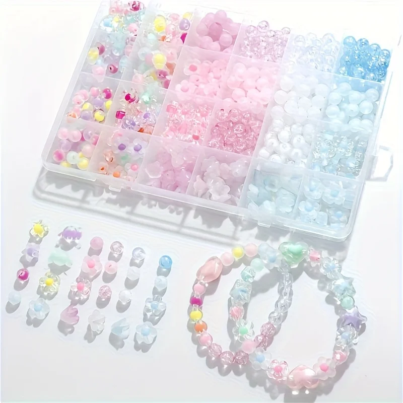 0.8-1.2cm Box Acrylic Multi-Color Mixed Style Set Beads Can Be Used, DIY, Various Accessories, and Two Roll Jewelry Making Sets