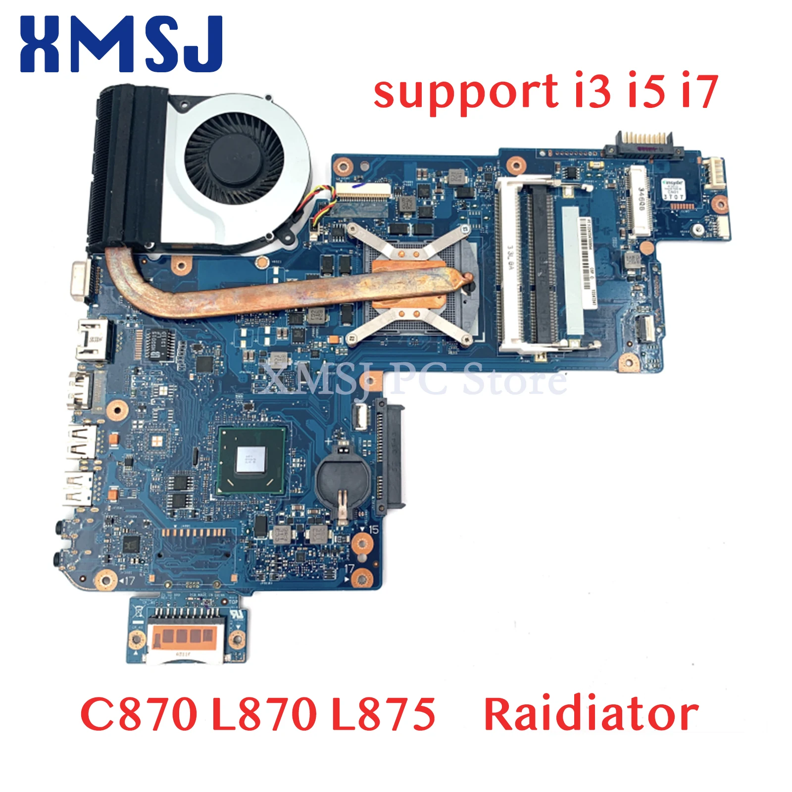 

XMSJ For Toshiba Satellite C870 L870 L875 Laptop Motherboard HM76 HD 4000 DDR3 Support I3 I5 I7 Main Board With Raidiator