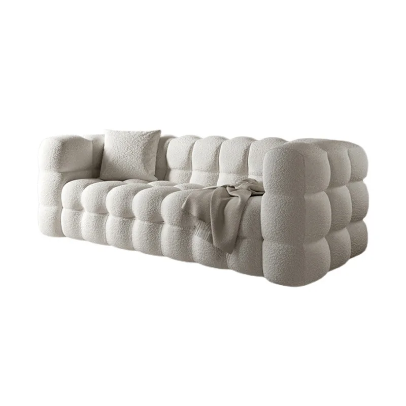 

Small apartment sofa living room combination French three-person sofa fabric sofa