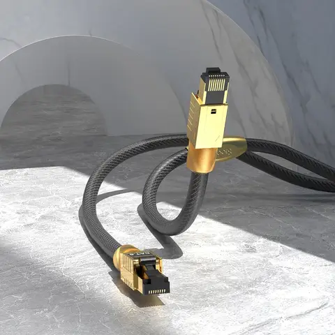 HIFI Viborg Audio LAN8 Pure Silver Cat8 Ethernet Cable RJ45 Ethernet Network Cable High Speed 40Gbps 2000MHz CAT8 Lan Cord