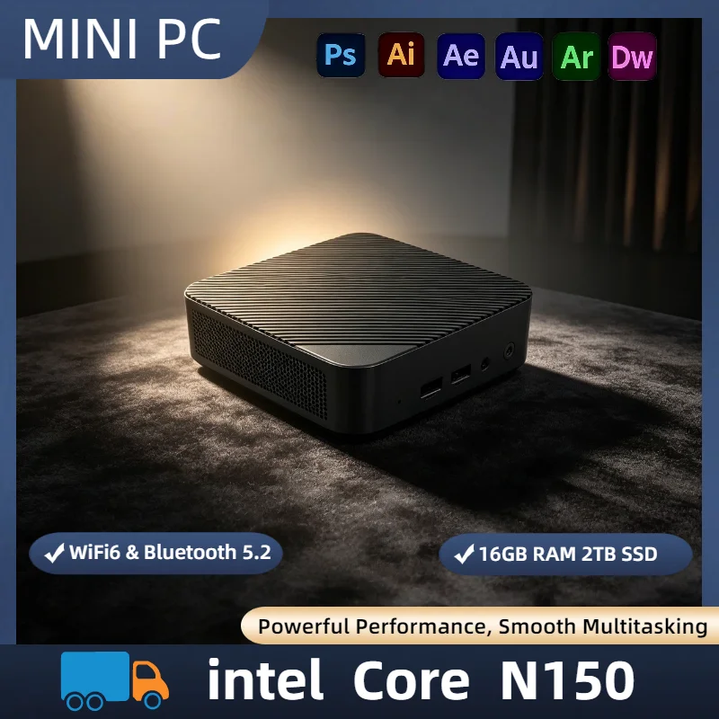 인텔 N150 미니 PC 16GB DDR4 512GB NVMe SSD 트리플 4K 출력 WiFi6 BT5.2 저소음 쿨링 사무실/가정용 데스크탑 프로