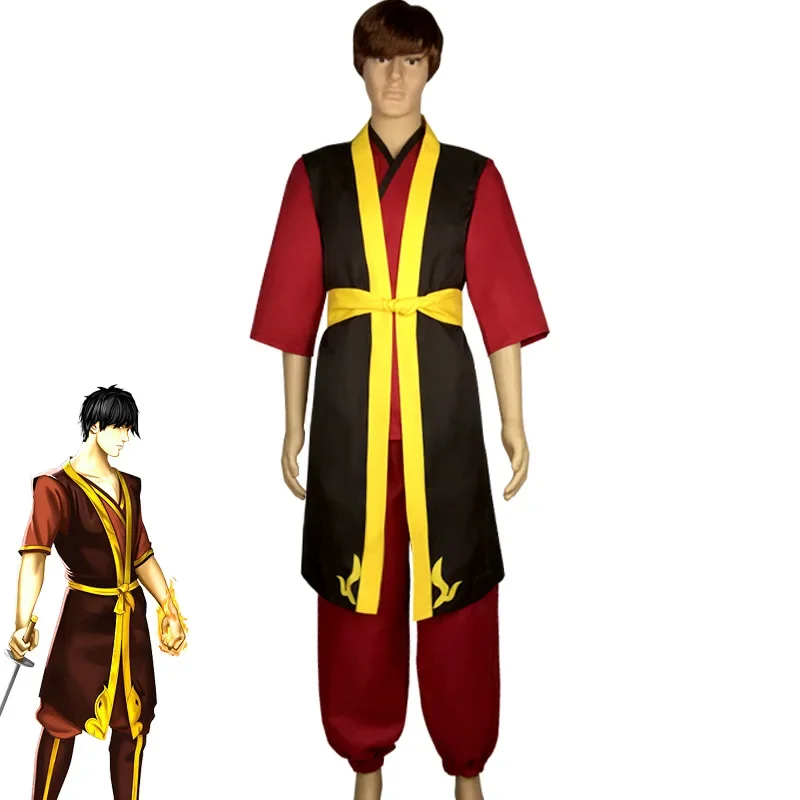 Avatar Zuko Cosplay Top Pants Belt Costume Adult Man Male Fantasia Roleplay Outfits Halloween Carnival Diaguise Suit