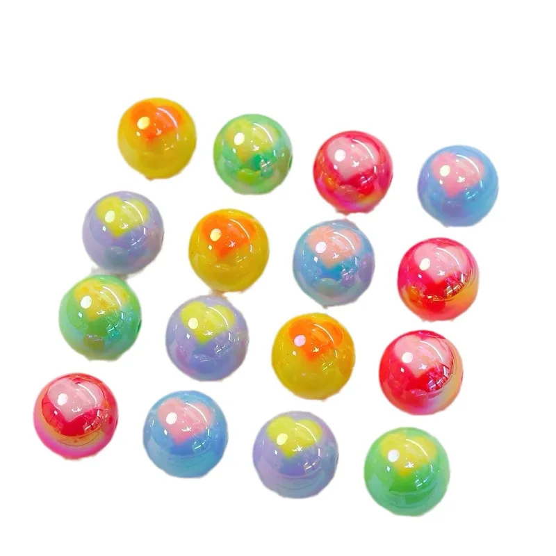 DIY Jewelry Findings 16mm 80pcs AB Colorful Round Gumball Beads with Love Heart Printing Bubbegum Necklace Earring Bracelets