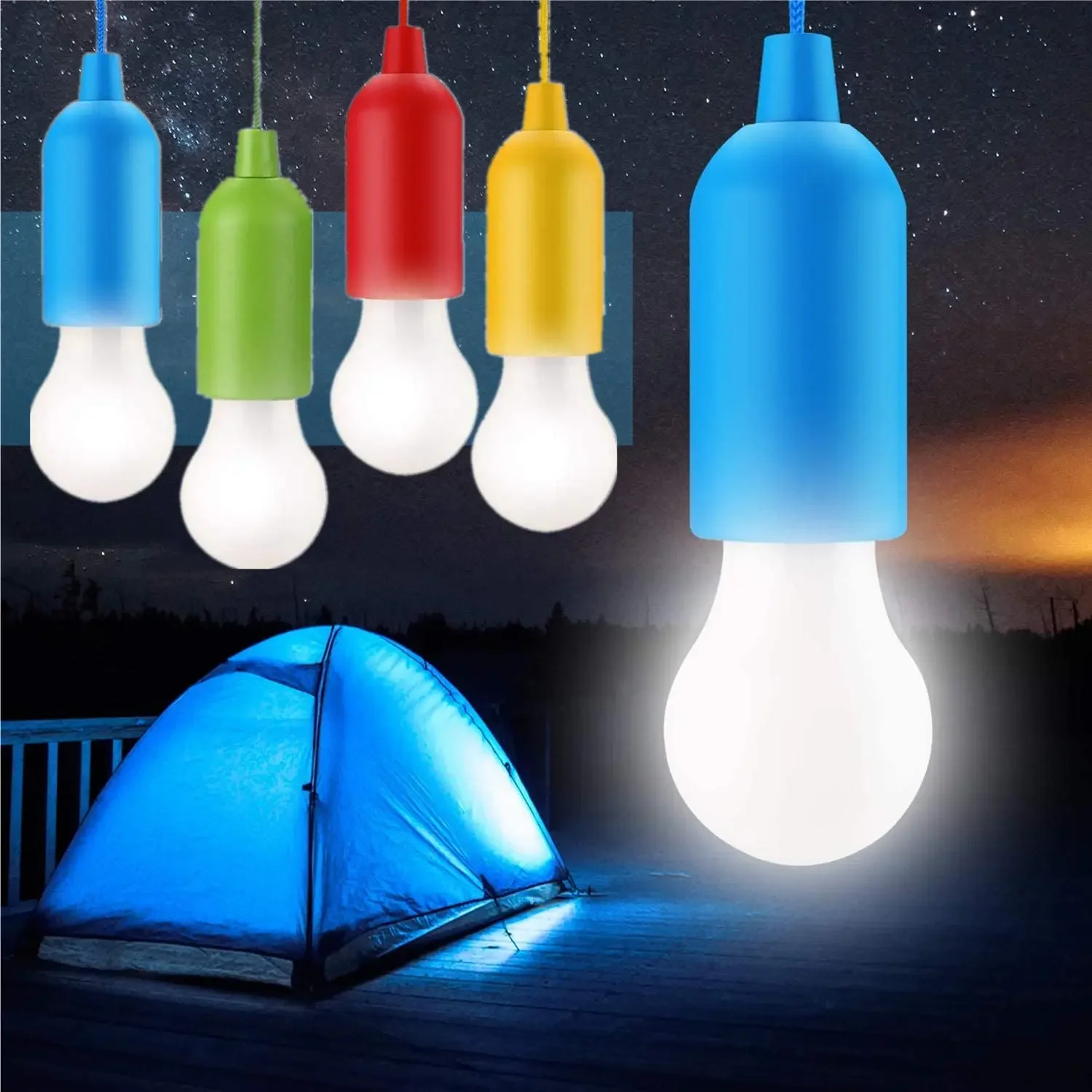 

LED Camping Light Outdoor Hanging Lights LED Bulb Lights Tent Lamp Drawstring Light Night Lantern For Parties Festivals BBQ