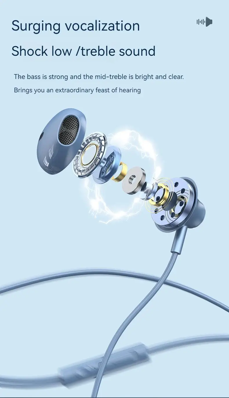 9D Stereo Type C&3.5mm Gaming Headsets Wired Earphones In-ear Headphones HiFi Bass Earphones for Samsung Earbud In Mic Handsfree