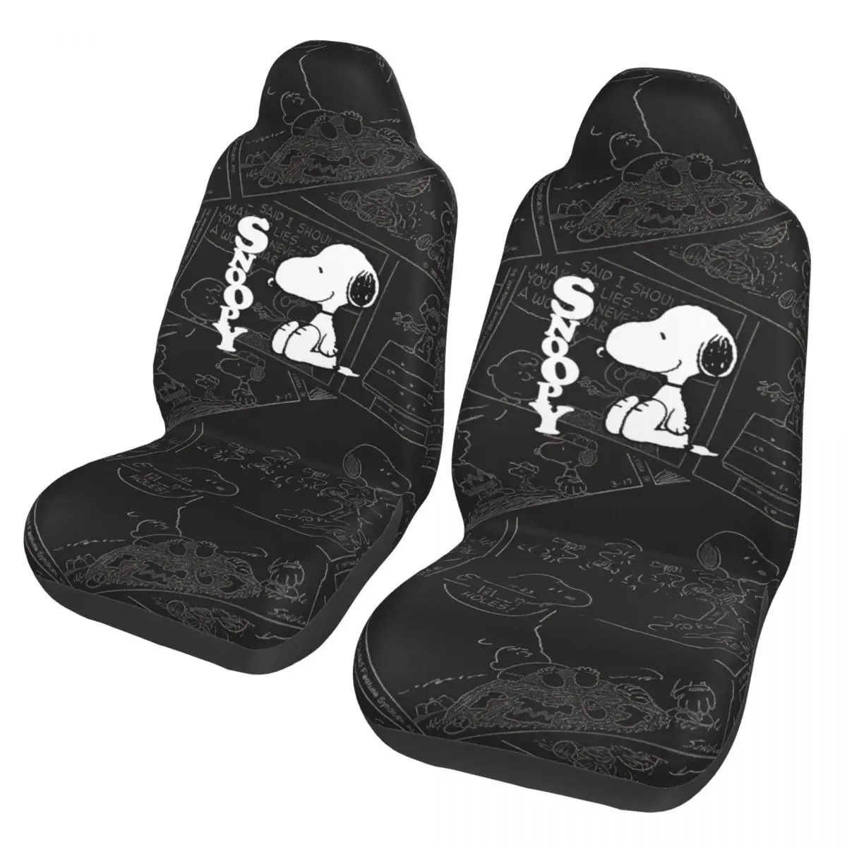 Capas de assento automotivas Snoopys Cartoon Dog para carros, SUVs e caminhões, capas de assento universais para bancos dianteiros, conjunto de 2.