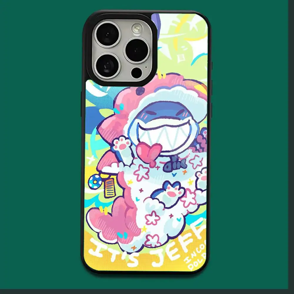 J-Jeff The Land Shark Capa de telefone para iPhone 16,15,14,13,12,11,Plus,Pro,Max,Mini Soft Magesafe Carga sem fio magnética