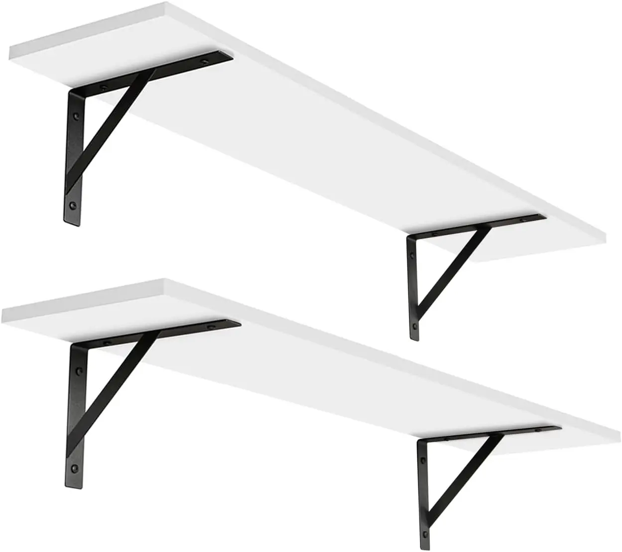 

Long Wall Shelves, 31.5 x 7.9 x 6.1 Inches, Set of 2 White Floating Shelves, Easy-to-Install, Large Storage Ledges with