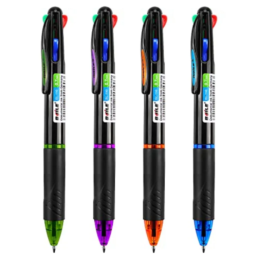 

4 Pack Multicolor Ballpoint Pens 4-in-1 0.7mm Colored Retractable Ballpoint Gift Pens for Office School Supplies Students Gift