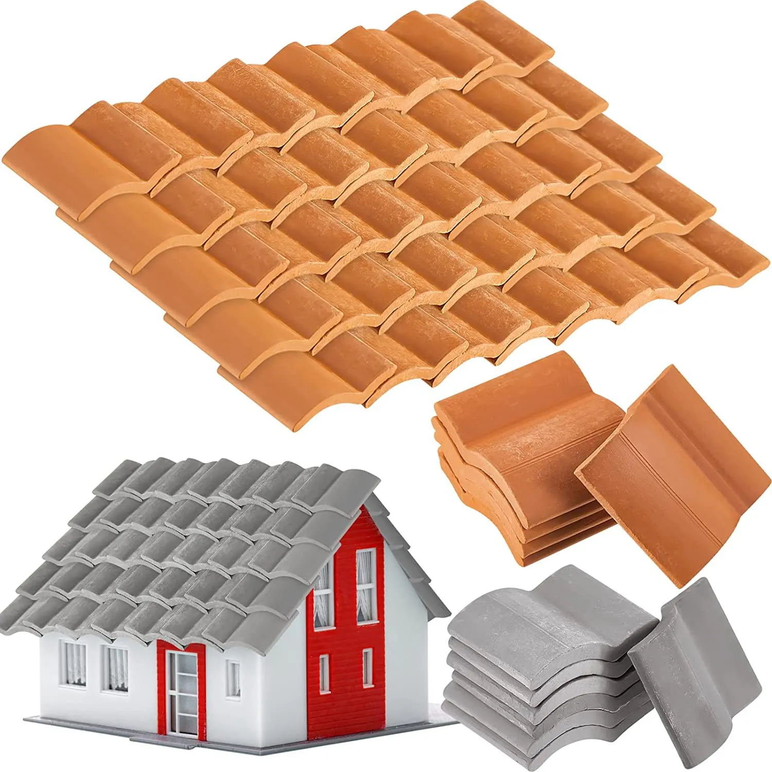 200Pcs Roof Tiles Building Set Miniature Tiles Mini Dollhouse Shingles Fake Tile Landscape Garden Diorama Roofing