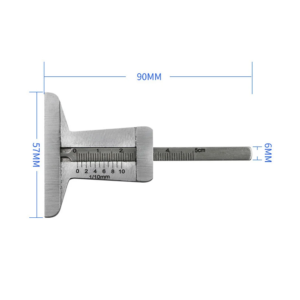 

Tread Pattern Ruler Stainless Steel 0-50mm Tire Depth Meter Wear Resistant Shock Proof Clear Numbers