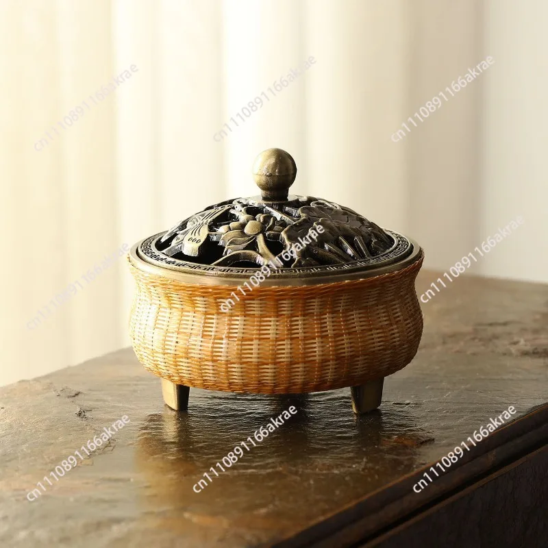 for Button silk copper incense burner tripod, incense burner, household bamboo  point incense tea room