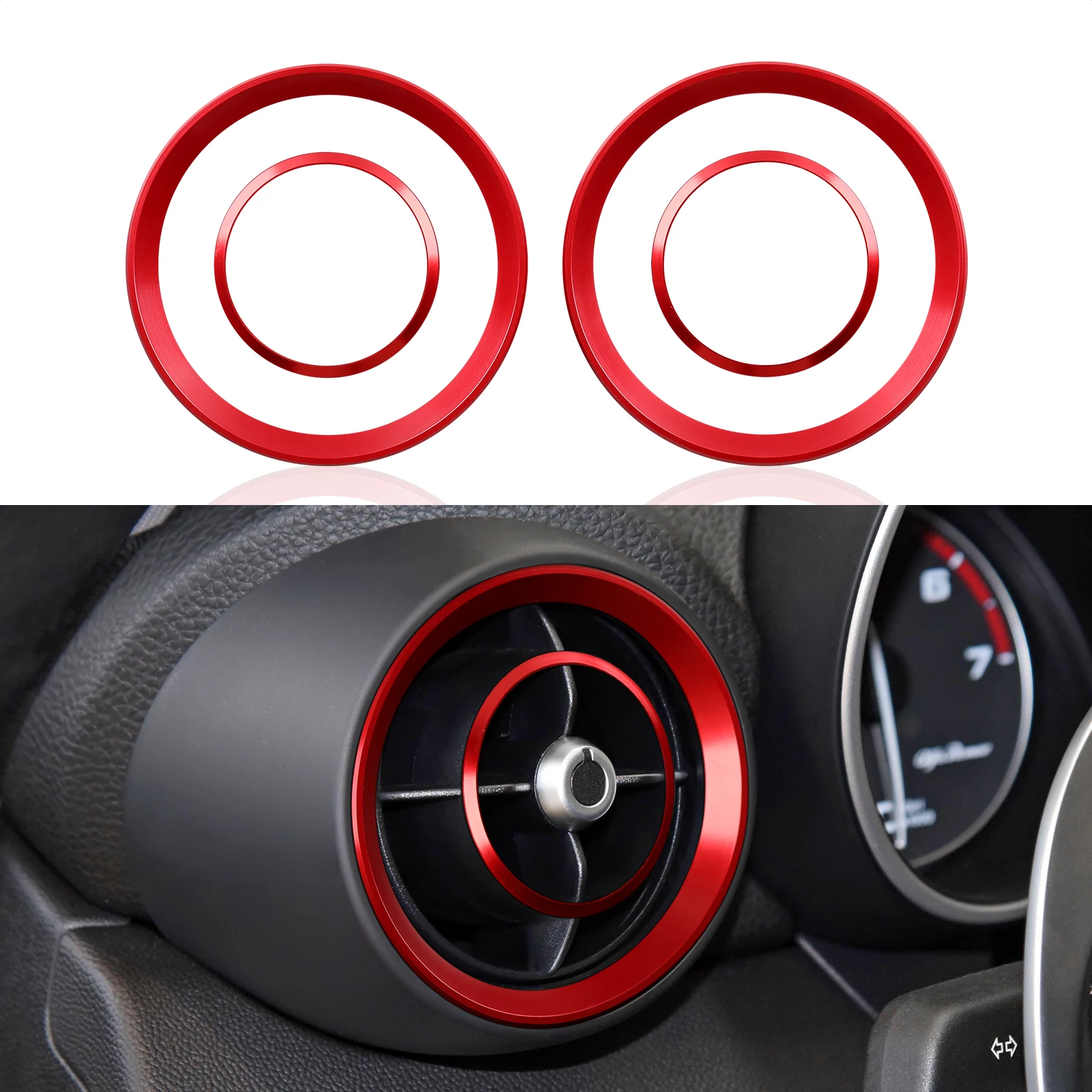 For Alfa Romeo Giulia 952/Stelvio 949 2016-2019 Front Side Air Vent  Ring, Aluminum Alloy Interior Sticker Car Trim Accessories