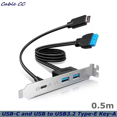 USB-C and USB to USB3.2 Type-E Key-A 20-Pin and 19-Pin 2 USB3.0 Female Connectors with PCIe Bracket[G-AD-ETC2A-20G]