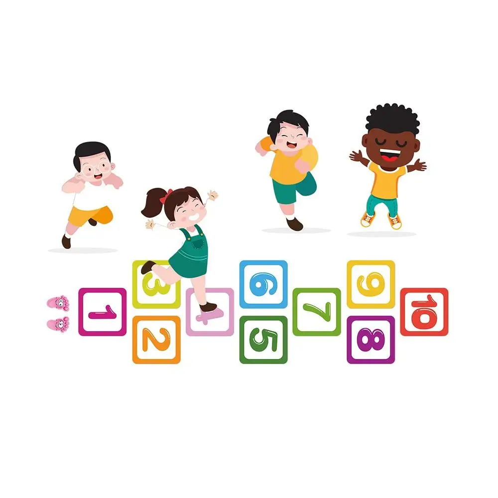Multicolor Hopscotch Floor Stickers 10/15/20cm Self-adhesive Lattice Number Game Decals Removable Parent-Unisex