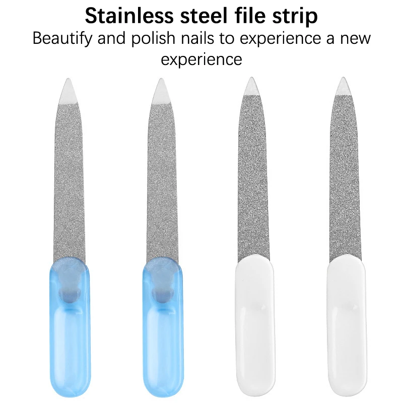 10 pz/pacco lima per unghie in metallo lime per unghie per unghie lime per unghie con spada in acciaio inossidabile con lima per lucidatura a punta affilata