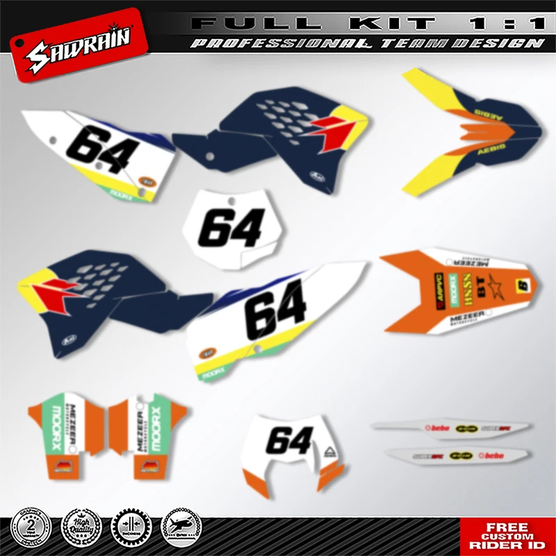 Sawrain Motorcycle Graphics Backgrounds Decal Stickers Kits for  SX SXF 2007-2025 EXC XCW 2008-2026 Number Name Custom KTM