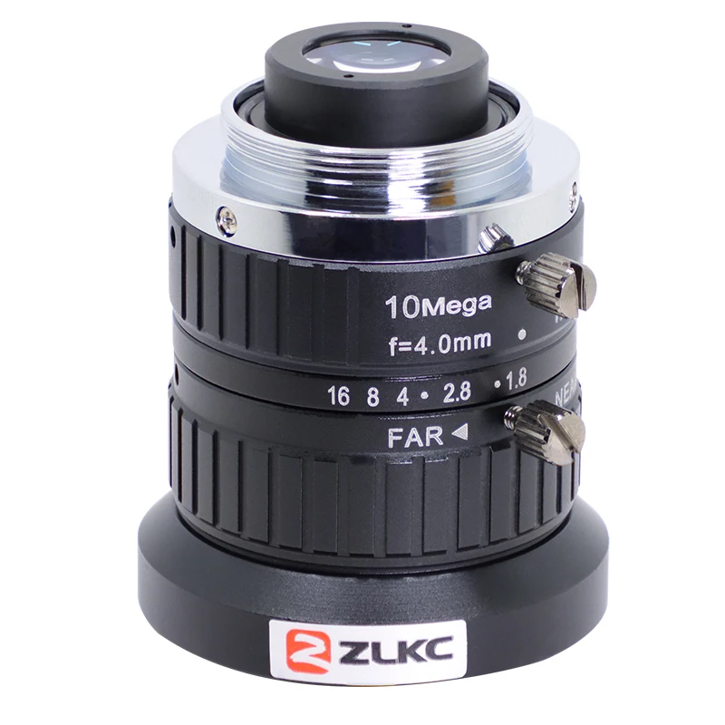 ZLKC 4 مللي متر عدسة واسعة الزاوية 1/1.8 بوصة كاميرا 10MP تشويه منخفض C جبل عدسة دليل القزحية F1.8 FA لكاميرات رؤية الآلة