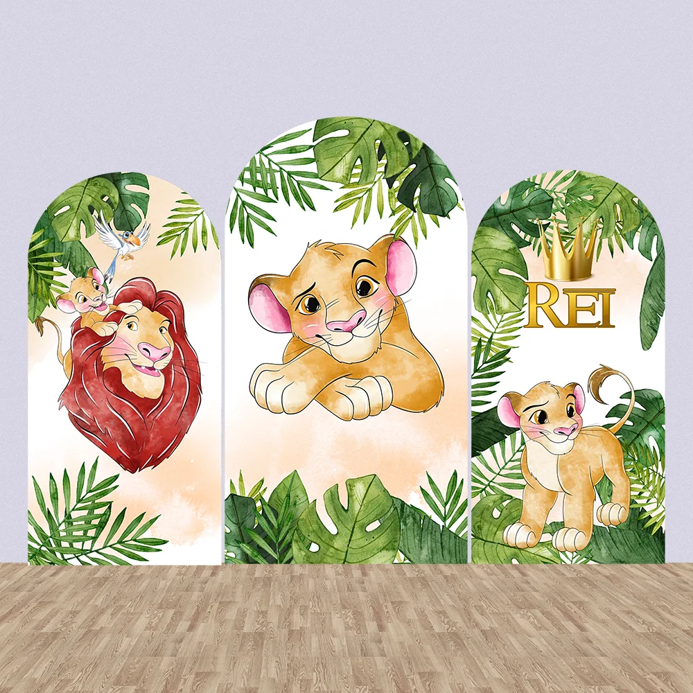 Custom Name Lion King Baby Shower Arch Backdrop Cover Greenery Newborn 1st Birthday Photography Background Cake Cylinder Covers