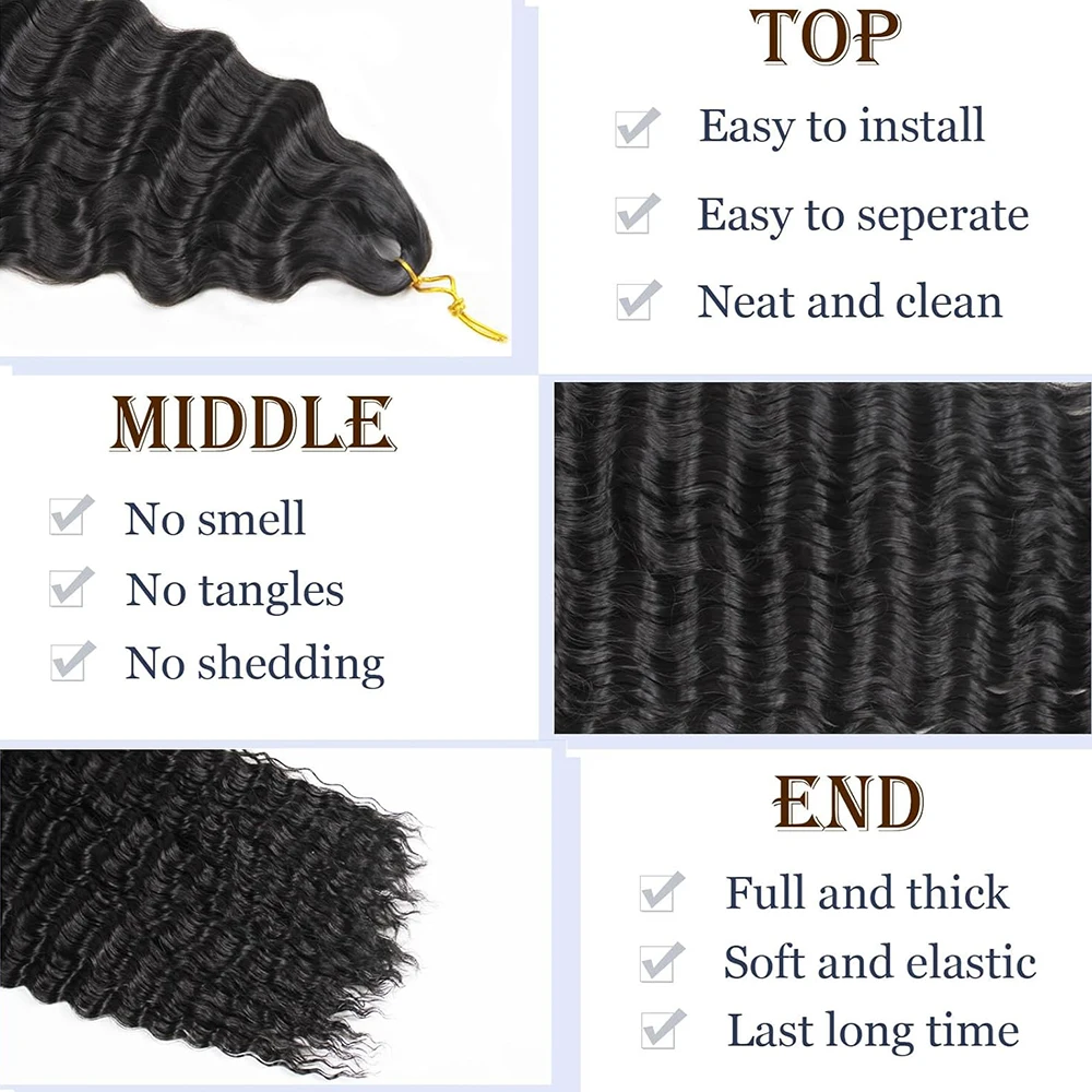 Ocean Wave gehaakt haar 22 inch diepe golf krullend vlechthaar extensions synthetisch krullend gehaakt haar voor zwarte vrouwen