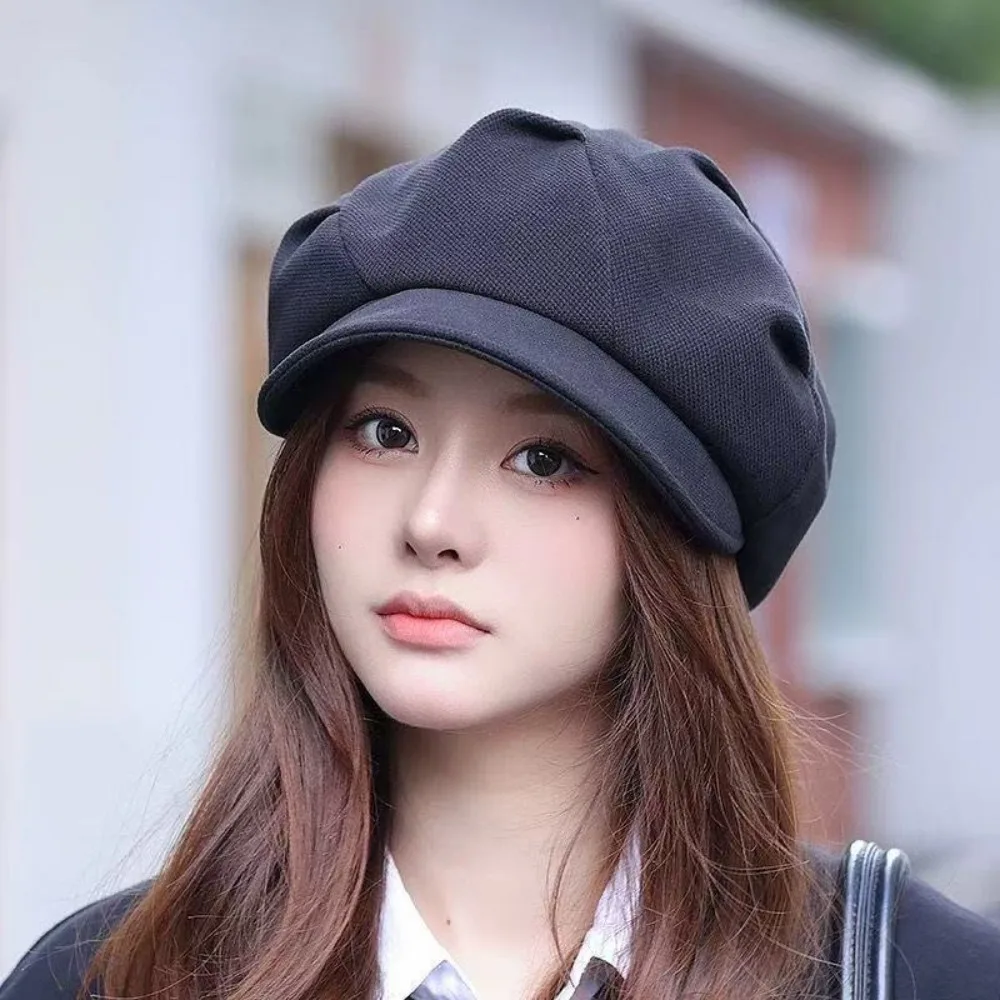 Casual Solid Color Painter Cap Warm Windproof Forward Caps Octagonal Cap Autumn Winter
