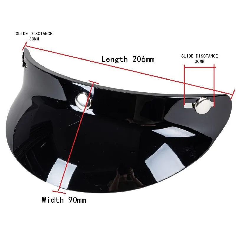 Popular 1PC Universal Motorcycle Helmet Visor 3/4 Snap Visor Face Shield Lens for Motorcycle Helmets Open Face Helmet Brim Black