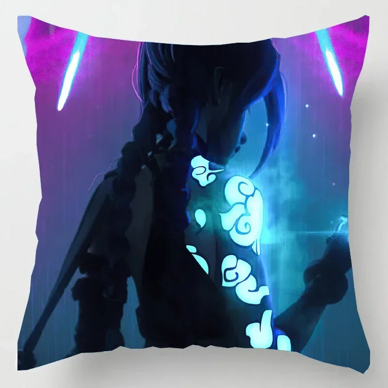 Hot Game Arcane League of Legends Cushion Cover Pillowcase Anime Vi Jinx Jess Throw Pillow Case Home Decor Sofa Car Pillow Cover