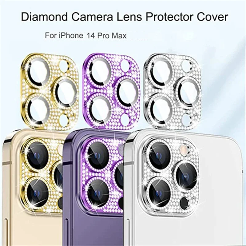 Diamant-Kameraobjektivschutz für iPhone 14 13 12 16 Pro Max 14 Plus Glitzer-Objektiv-Displayschutzfolien für iPhone 13 12 Mini