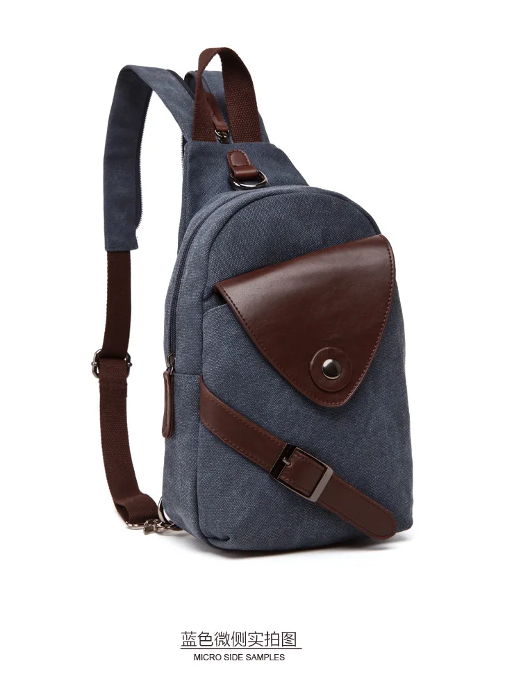 

Canvas leather stitching buckle small backpack chest bag dual purpose men's and women's travel diagonal cross backpack