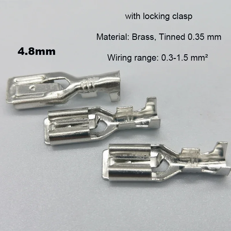 50/100/200 Female Spade Connector 2.8/4.8/6.3mm 6.3 Crimp Terminal Auto Crimping Terminals