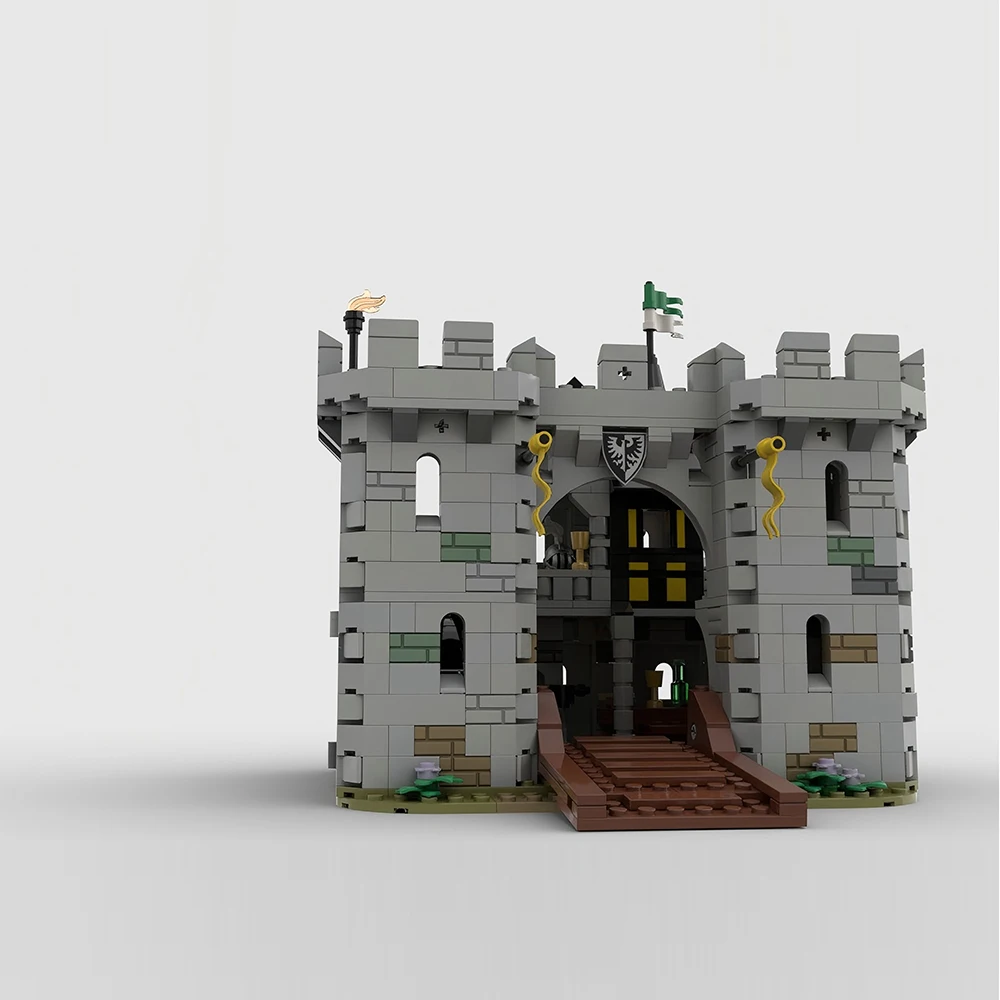 888PCS MOC Black Falcon Fortress Medieval Castle Model Building Blocks DIY Modular Building Assembly Toy Adult Collectible Gift