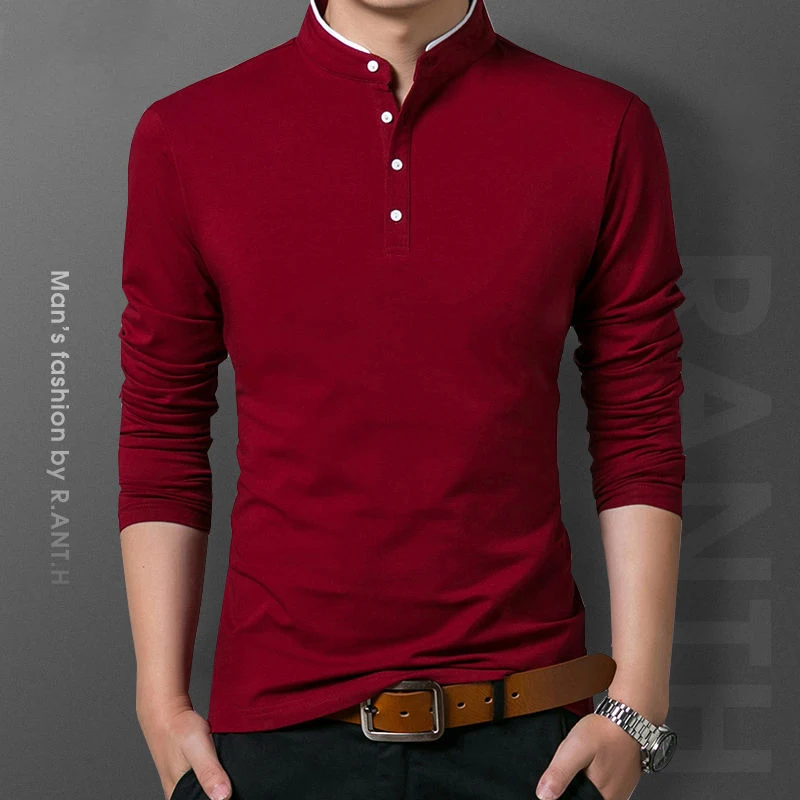 Men's Business Casual Long Sleeve Polo T-shirt Summer Comfortable Breathable Top for Formal Occasions - Image 2