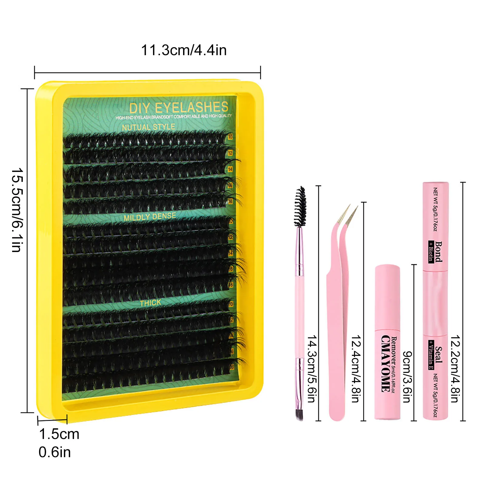 Lash Clusters Kit Natural, 10-16MM Spiky Volume Cluster Eyelash Extensions, Lash Extension Kit Fairy Individual Lashes Cluster 3