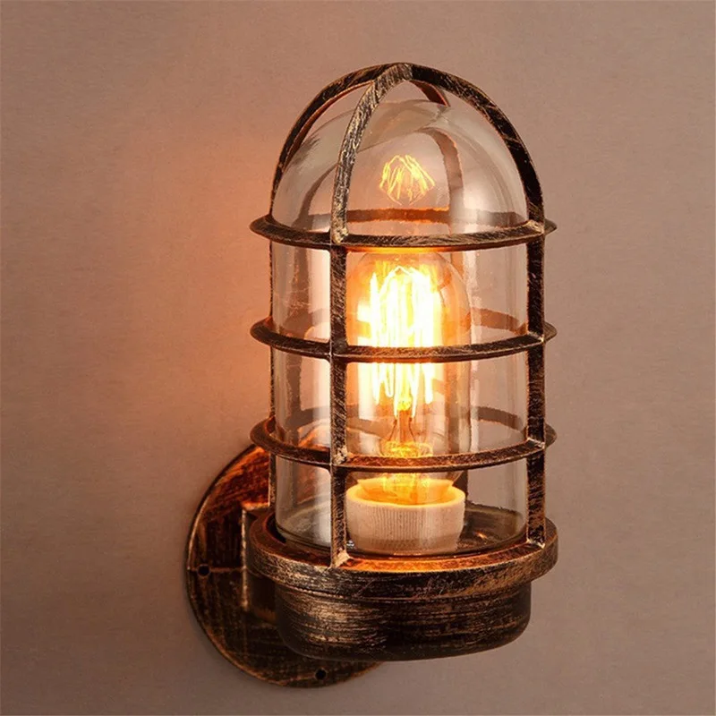 Vintage Loft Cage Industry Wind Wall Lamps Background Bar Cafe Restaurant Pub Club Living Room Sconce Stair Outdoor Wall Light