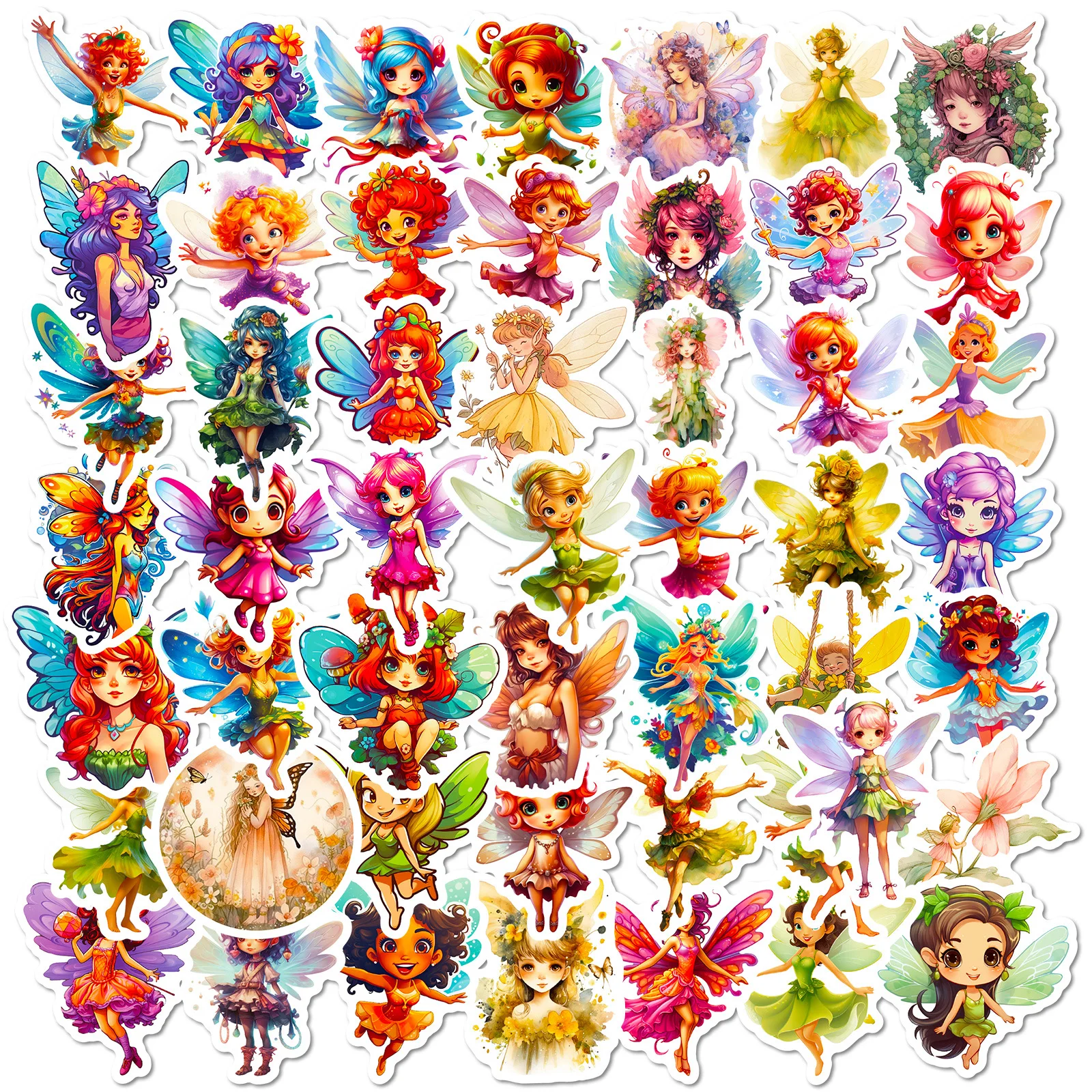 50Pcs Flower Fairy Elf Series Graffiti Stickers Suitable for Laptop Helmets Desktop Decoration DIY Stickers Toys Wholesale