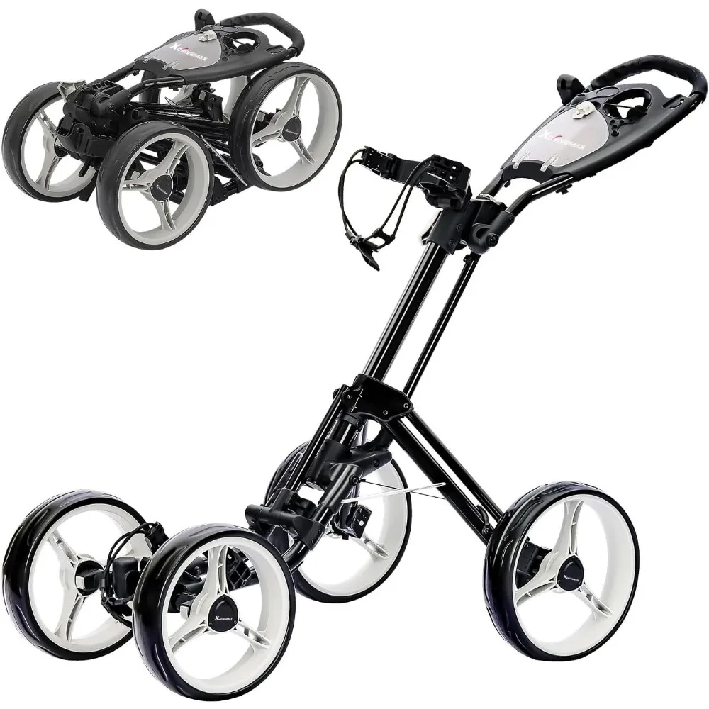 

4 Wheel Golf Push Cart, One-Click Folding Golf Trolley Lightweight Golf Bag Pull Cart Caddy Cart for Golfs Clubs and Golfs Bag